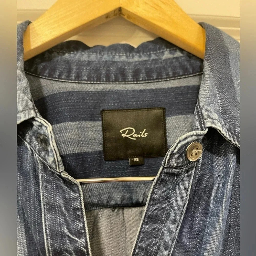 Rails Carter Indigo Block Stripe Button Down Shir… - image 4